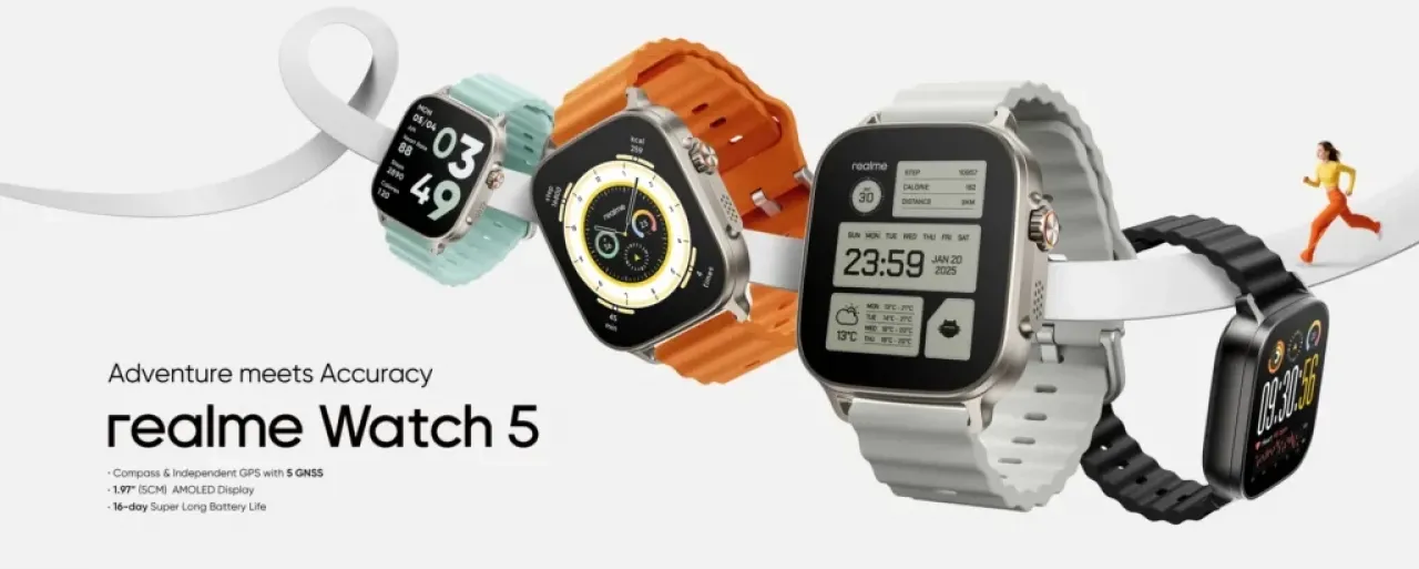 Realme Watch 5, AMOLED Ekran ve GPS Desteğiyle Piyasaya Sürüldü