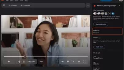 Google Drive'ın video oynatıcısına YouTube tarzı analizler ekleniyor